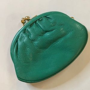 Vintage green leather coin purse